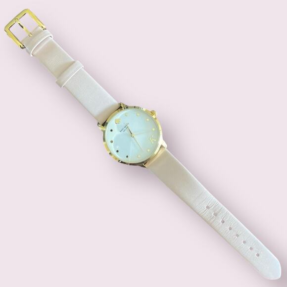 Kate Spade KSW9010 Metro Monogram K White Dial Pink Leather Strap Women's Watch - Picture 3 of 10